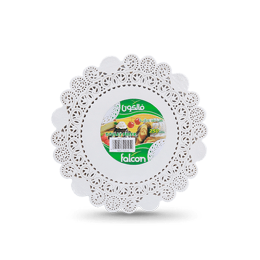 صورة مفارش ورقية فالكون دائرية قياس 8.5 عدد 250 حبة 