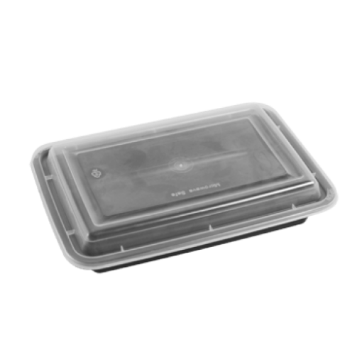 صورة علبة مستطيل مايكروويف أسود بغطاء شفاف 28 اونص