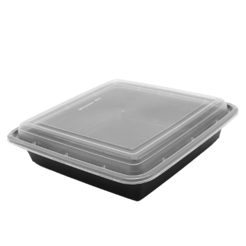 صورة علبة مستطيل مايكروويف أسود بغطاء شفاف 58 اونص