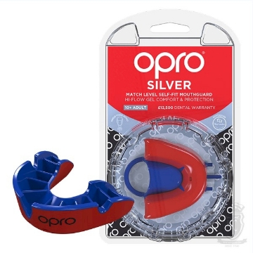 صورة واقي الفم الفضي Opro Gen 4 - أحمر / أزرق