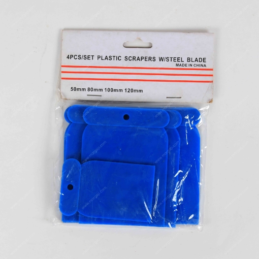 صورة مجموعة كاشطات العجين والوعاء- قطاعات عجين بلاستيكية - كاشطات مطبخ متعددة الأغراض - بلاستيك مكشطة للعجين، كاشطات مرنة بحافة منحنية ومستقيمة للخبز، 4 قطع