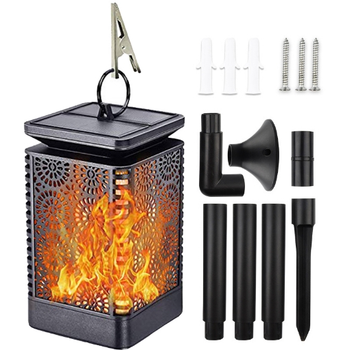 صورة Solar Lantern Flame Lights Outdoor 9 X 9 X 14.5 CM