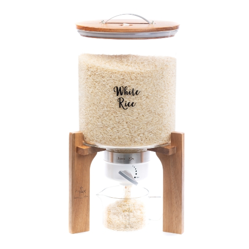 صورة وعاء تخزين زجاجي 9 كيلو من خشب الأكاسيا