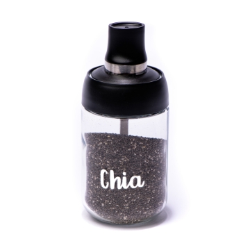 صورة برطمان زجاجي بغطاء بلاستيك وملعقة (قطعة واحدة)