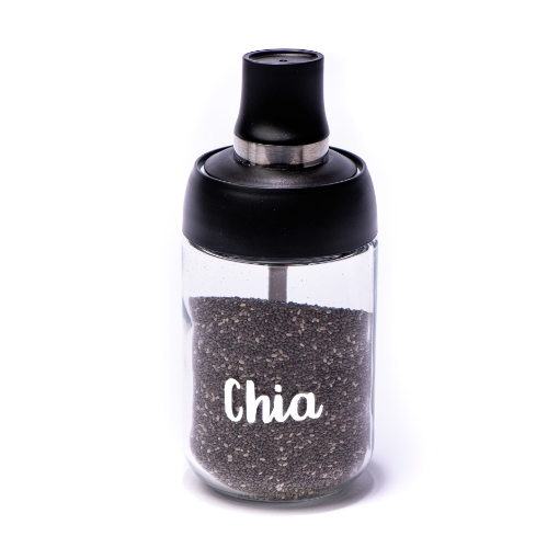 صورة برطمان زجاجي بغطاء بلاستيك وملعقة (قطعة واحدة)