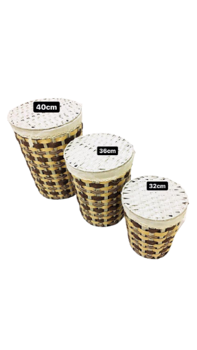 صورة طقم مكامل سلة خشب خفيفة احجام