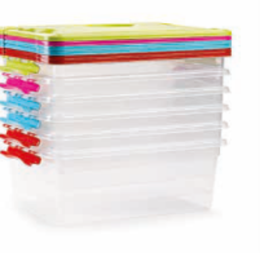 صورة صندوق تخزين شفاف ملون سعة 12 لتر 