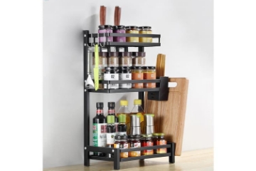 صورة ارفف ترتيب علب بهارات واغراض مطبخ