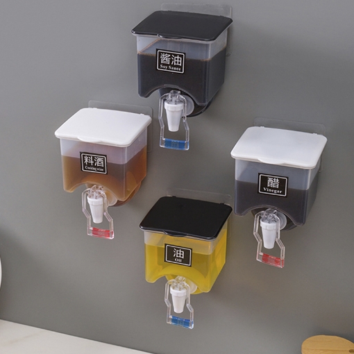 صورة Plastic Kitchen Wall-mounted Oil and Vinegar Dispenser Jar Container
