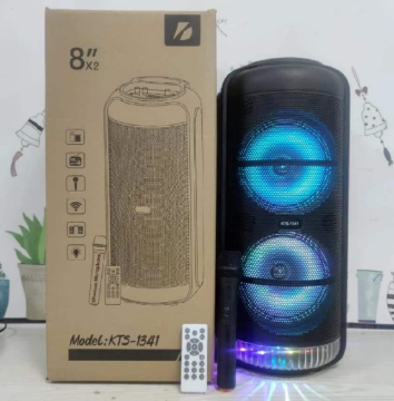 صورة KTS-1341 8 Inch Twin loudspeakers with Wireless Microphone for Karaoke