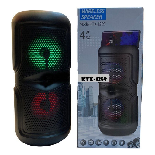 صورة KTX-1259 4X2 inches Double Twin Portable Karaoke Wireless Bluetooth Loudspeaker With Microphone