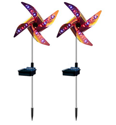 صورة Lights Solar Powered Wind Spinner Outdoor Windmill Lamps 2 Pieces
