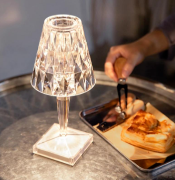 صورة Crystal Diamond Lighting Table Lamp USB Rechargeable Acrylic Decoration Desk