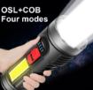 صورة مصباح COB يدوي مع 4 أوضاع قابل للشحن USB