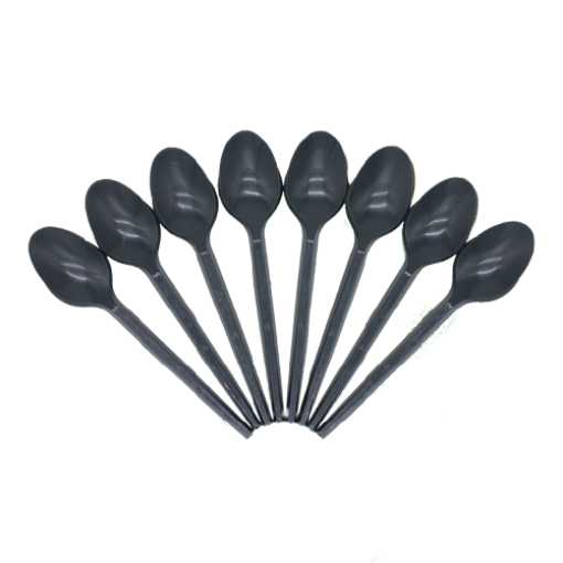صورة ملعقة بلاستيكية سوداء 50 قطعة 
